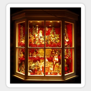 Christmas Victorian Shop Window at castleton derbyshire 2018 Sticker